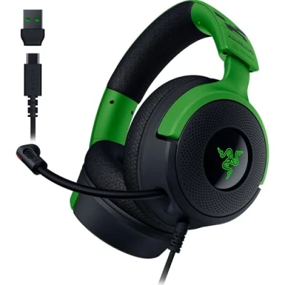 Abbildung von Razer Kraken V4 X Minecraft Edition Kabelgebundenes USB PC Gaming Headset (Triforce 40mm Treiber, ausziehbares Nierenmikrofon, Surround Sound, Chroma RGB, für &amp; Konsole über C)