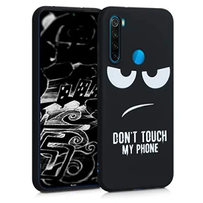 Abbildung von kwmobile Hülle kompatibel mit Xiaomi Redmi Note 8 (2019/2021) Handyhülle Silikon Case Don&#039;t Touch My Phone Weiß Schwarz
