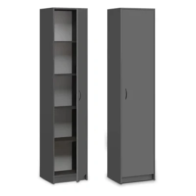 Abbildung von Home Collective Aktenschrank Bücherregal Kleiderschrank Regal 40cm breit 180cm hoch Schrank (Regal Wand schmal Holz für Schlafzimmer Flur Keller Büro) Mehrzweckschrank mit 4 verstellbaren Einlegeböden Anthrazit