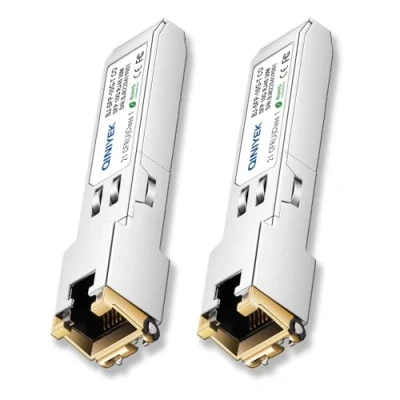 Abbildung von QINIYEK [2er Pack] 1,25/2,5/5/10G SFP+ auf RJ45 Transceiver, Kupfer Modul, Cat.6a/7, bis zu 30 m, für Cisco SFP 10G T S, MikroTik S+RJ10, Ubiquiti UF 10G, Netgear AXM765,