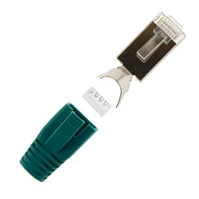 Abbildung von 10x Netzwerkstecker Grün CAT 7 6A 5 RJ45 LAN Netzwerk Crimp Stecker Knickschutz