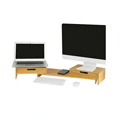 Abbildung von SoBuy BBF04 Monitor Halterung, (Design Monitorerhöhung für 2 Monitore Monitorständer Bildschirmständer)