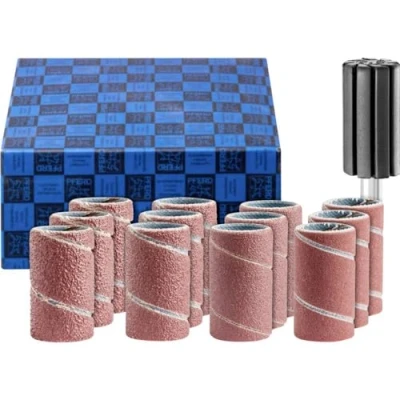 Abbildung von PFERD Schleifhülsen Set, 13 tlg. Korund Ø15x30mm A60,80,150,240 inkl. Halter mit Schaft ø 6mm 42298002 für universelle Anwendungen