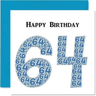 Abbildung von lustige Geburtstagskarte zum 64. Geburtstag für Männer Shapecloud Happy Birthday Karte Vater, Mutter, Großvater, Nanny, Oma, Onkel, Tante, Cousin, 145 mm x Grußkarten,