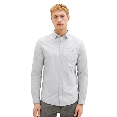 Abbildung von TOM Tailor MIT Struktur Hemd, Herren, Größe: XL, Off white navy dobby structure
