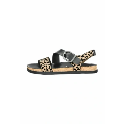 Abbildung von Blowfish Malibu Sandalen mit Leopardenmuster und braunem Fußbett für Damen Lance