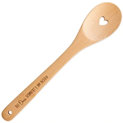 Abbildung von Papierdrachen Kochlöffel aus Holz mit Herz zum Muttertag Gravur &quot;Bei Oma schmeckt&#039;s am Besten&quot; außergewöhnliches Muttertagsgeschenk