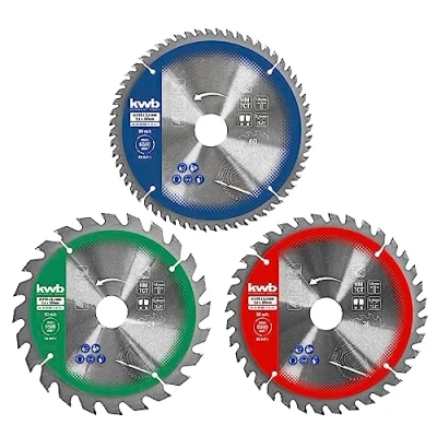Abbildung von kwb 3 teiliges Kreissägeblatt Set 210 x 30/20/16 mm für Kreissägen oder Tischkreissägen, Platten und Holzbaustoffe, inklusive Reduzierringe bei 16 20