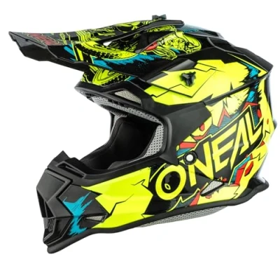 Abbildung von O&#039;NEAL Motocross Helm Kinder MX Enduro ABS Schale, , Lüftungsöffnungen für optimale Belüftung &amp; Kühlung 2SRS Helmet Villian Youth Neon Gelb Größe M