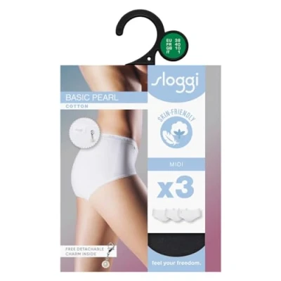 Abbildung von Sloggi 3P Pearl Midi Schwarz Baumwolle 38 Damen