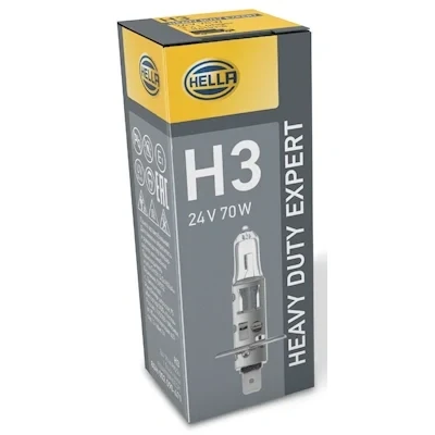Abbildung von HELLA 8GH 002 090 471 Glühlampe, Fernscheinwerfer H3 24V 70W Halogen MERCEDES BENZ: UNIMOG, ATEGO, MAN: TGS, TGX, L 2000, IVECO: EuroCargo I III
