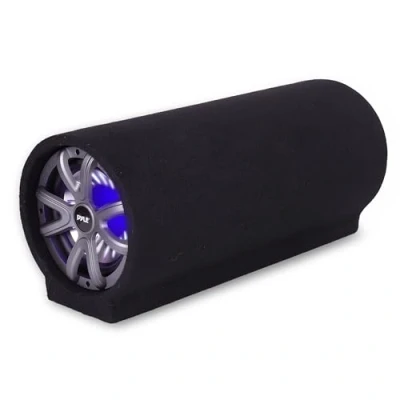 Abbildung von Pyle Bassrolle, Subwoofer Auto, 250W Car Subwoofer, Basspro Go, 3.8cm, Bluetooth Bassreflex im Röhrengehäuse, Bassröhre 4 Ohm, 35Hz 800Hz Frequenzbereich, LED, RCA, Schwarz