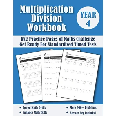 Abbildung von Year 4 Multiplication and Division KS2 Maths Challenge: Practice Pages Of Timed Tests (With Answers) New Y4 Workbook Ages 8 9 Grade 3