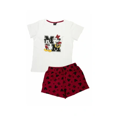 Abbildung von Disney Minnie Mouse SET Kurzarm Pyjama, Damen, Größe: Small, Weiß rot