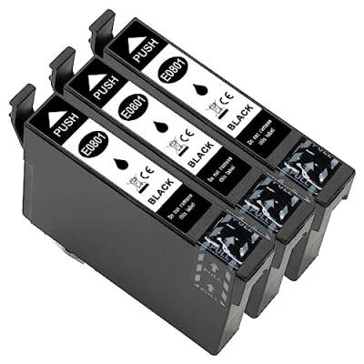 Abbildung von ESMONLINE 3 er Set Multipack (T0801) kompatible Druckerpatronen als Ersatz für Epson T0801 Stylus Photo R265 R360 R285 RX585 PX700W P50 PX650 PX810FW PX710W PX820FWD PX720WD