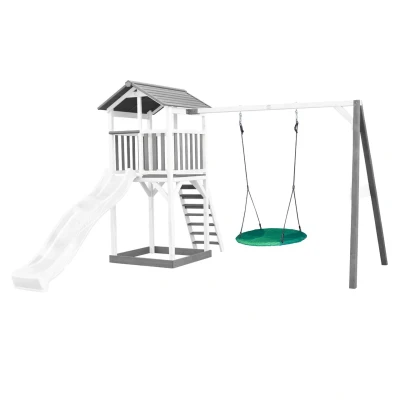 Abbildung von Beach Tower Spielturm mit Summer Nestschaukel Weiße Rutsche
