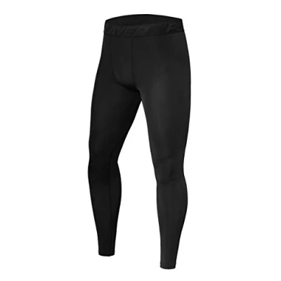 Abbildung von PowerLayer Herren Leggings, Kompressionshose, Sporthose, Lang Schwarz, L