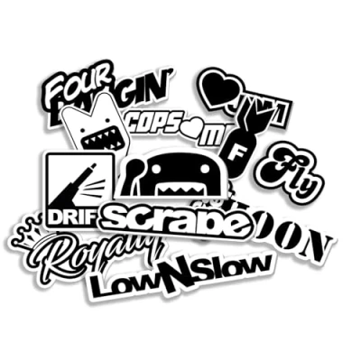 Abbildung von Finest Folia JDM Aufkleber Set für Auto Motorrad Helm Japan Stickerbomb japanische OEM Sticker Tuning Autoaufkleber Folie selbstklebend wetterfest R207 (Stickerbogen 5, Ohne Hologramm Effekt)
