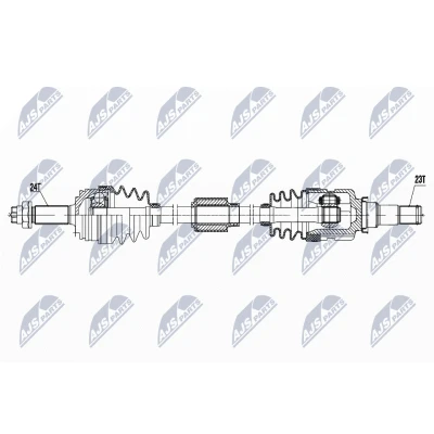 Abbildung von NTY NPW TY 171 Antriebswelle Vorderachse rechts 898 73 Schaltgetriebe TOYOTA: Aygo, CITROËN: C1 I, PEUGEOT: 107 Schrägheck
