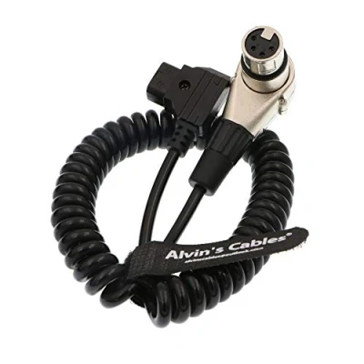 Abbildung von Alvin&#039;s Cables XLR 4 Pin Buchse Rechtwinklig zu D Tap Spiral Kabel für ARRI Alexa Camera Monitor
