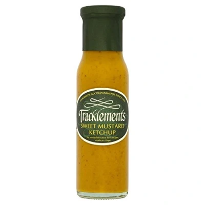 Abbildung von Tracklements süßem Senf Ketchup (230ml) Packung mit 2