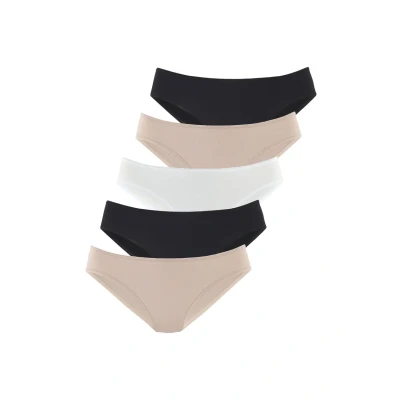 Abbildung von Lascana 5 PACK Slip, Damen, Größe: 40/42, Beige creme schwarz