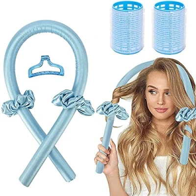 Abbildung von Heatless Hair Curler,Locken Ohne Hitze,No Heat Silk Curling Ribbon,Silk Curls Band Lockenwickler über Nacht,Hair Lockenstab Rollers für DIY Styling,Geschenk Mädchen und Frauen