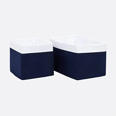 Abbildung von KraftKids Stoff Körbchen in Musselin dunkelblau, Aufbewahrungskorb für Kinderzimmer, Aufbewahrungsbox fürs Bad, Größe 20 x cm