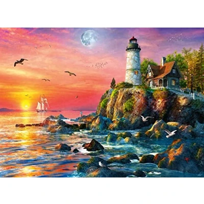 Abbildung von Ravensburger Puzzle 16581 Leuchtturm am Abend 500 Teile, Puzzleteile