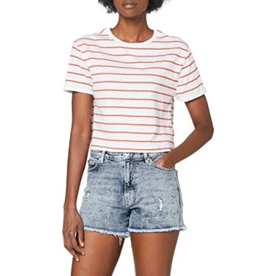 Abbildung von Lee Cooper Damen Printed Tee T Shirt, Gestreift Weiß, M