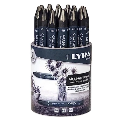 Abbildung von Lyra Graphite Crayons, Assorted Degrees, Non Water Soluble, Set of 24 Black (5623240)