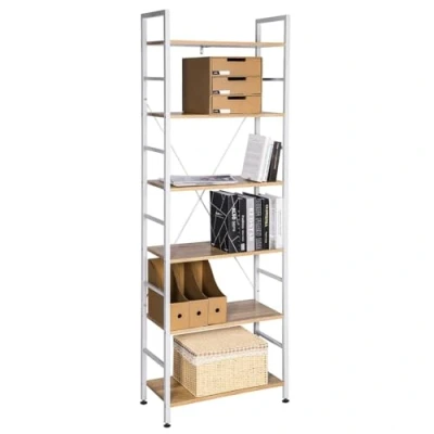 Abbildung von WOLTU Standregal Metallregal Bücherregal Lagerregal Leiterregal Badregal Küchenregal Eckregal Treppenregal Stufenregal Hochregal 6 Ablage RGB9307whe