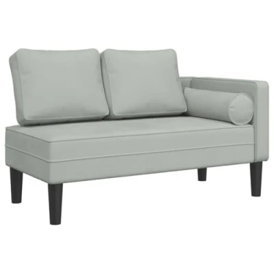 Abbildung von vidaXL Chaiselongue mit Kissen Hellgrau Samt, 1 Teile