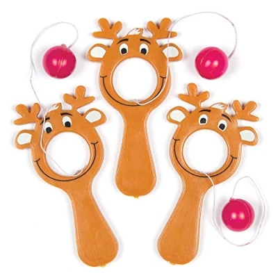Abbildung von Baker Ross AF834 Mini Rentier Spiele, Fledermaus und Ball, Spielset Weihnachtsspielzeug für Kinder, perfekte Party, Beilagen, Preistasche oder Strumpffüller (5 Stück), Sortiert