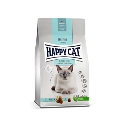Abbildung von Happy Cat Sensitive Stomach &amp;amp Intestines, Trockenfutter, für ausgewachsene Katzen mit empfindlichem Verdauungssystem, 1,3 kg, Beutel