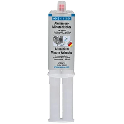 Abbildung von WEICON Klebstoff Aluminium Minutenkleber, Epoxidharzklebstoff, 24 ml, (Set), Zum Auffüllen von Rissen und Löchern