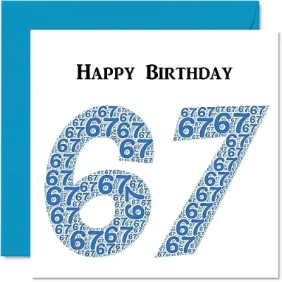 Abbildung von lustige Geburtstagskarte zum 67. Geburtstag für Männer Shapecloud Happy Birthday Karte Vater, Mutter, Großvater, Nanny, Oma, Onkel, Tante, Cousin, 145 mm x Grußkarten,