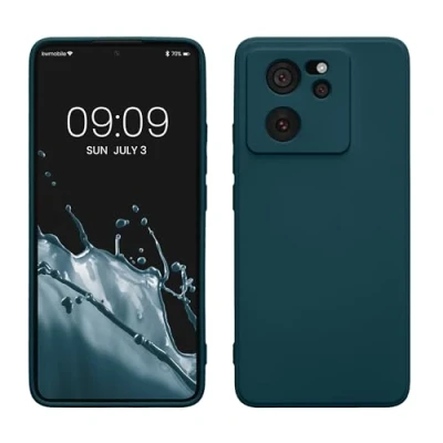 Abbildung von kwmobile Slim Case kompatibel mit Xiaomi 13T / Pro Hülle Handyhülle aus Silikon in Petrol matt