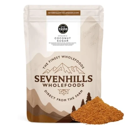 Abbildung von Bio Kokosblütenzucker 1kg, aus Kokosblütennektar niedriger glykämischer Index, für Getränke, Desserts und Backwaren, von Sevenhills Wholefoods