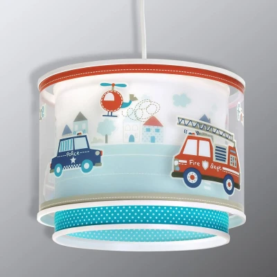 Abbildung von DALBER Kinderleuchte Pendelleuchte POLIZEI Deckenleuchte Kinderzimmer Kinderlampe, Blau, 26.5 x 21 cm
