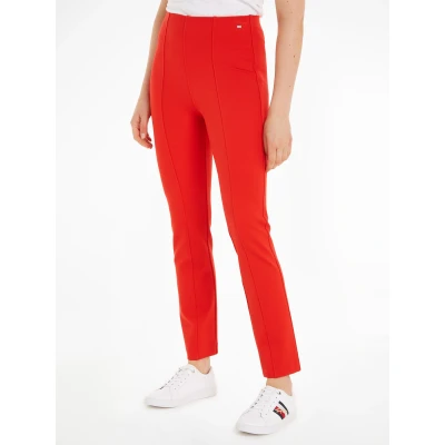 Abbildung von Tommy Hilfiger Elevated SLIM Stoffhose, Damen, Größe: 34, Fierce red