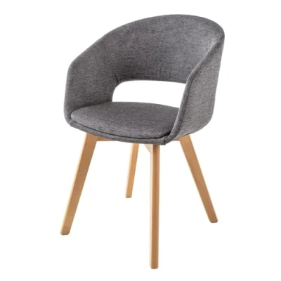 Abbildung von riess ambiente Polsterstuhl NORDIC STAR grau / natur (Einzelartikel, 1 St), Esszimmer · Strukturstoff Massivholz mit Armlehne Küche Design
