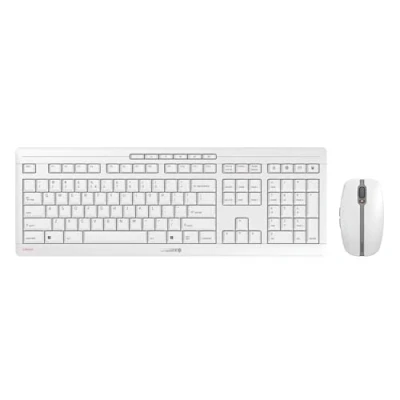 Abbildung von CHERRY STREAM DESKTOP, Kabelloses Tastatur und Maus Set, EU Layout (QWERTY), 2,4 GHz Funk, Leiser Tastenanschlag, Flache Tasten, Batteriebetrieben, Weiß Grau