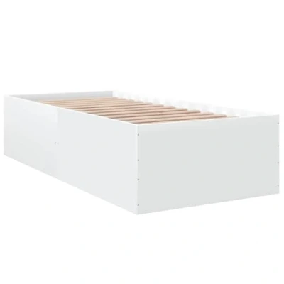 Abbildung von vidaXL Bettgestell, Bett Einzelbett für Schlafzimmer, Bettrahmen mit Lattenrost, Schlafzimmerbett Modernes Design, Weiß 100x200cm Holzwerkstoff