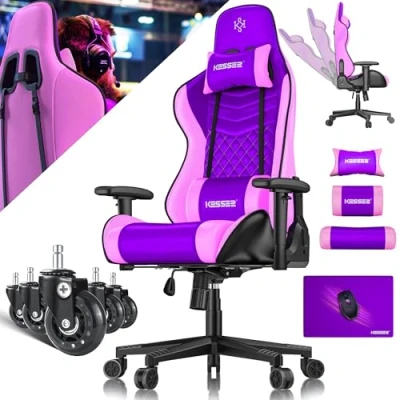 Abbildung von KESSER® Gamingstuhl mit Kopfstütze &amp; Lendenkissen Ergonomischer Gaming Sessel 150kg belastbar Gamer Stuhl Armlehne 360 Drehbarer Schreibtischstuhl Chair Gummi Rollen
