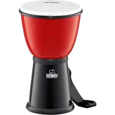Abbildung von Nino Percussion ABS Djembe Instrument Großes Musikinstrument für Kinder ab 5 Jahren Durchmesser 8 Zoll Kunststoff, Rot und Schwarz (NINO18R/BK)