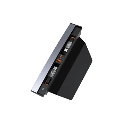 Abbildung von Baseus USB Hub 45W für Tesla Model Y und 3 2021 2022 2023, 4 in 1 Multi Port Auto Ladegerät, Ausziehbare Docking Station mit Schnelllade Kabel, C Innenraum Zubehör