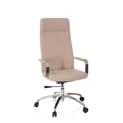 Abbildung von hjh OFFICE 670976 Bürosessel SARANTO Plus I Stoff Beige moderner Bürostuhl mit hoher Rückenlehne