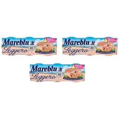 Abbildung von 3x Mareblu Tonno Leggero Thunfisch mit etwas Olivenöl 60% Fett konserven ( 3 x 60g )