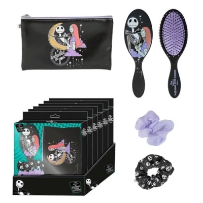 Abbildung von Beauty Set Nightmare Before Christmas, Schwarz, Komplettes Set, inklusive Haarbürste, 2 Haargummis und Etui, Originalprodukt,